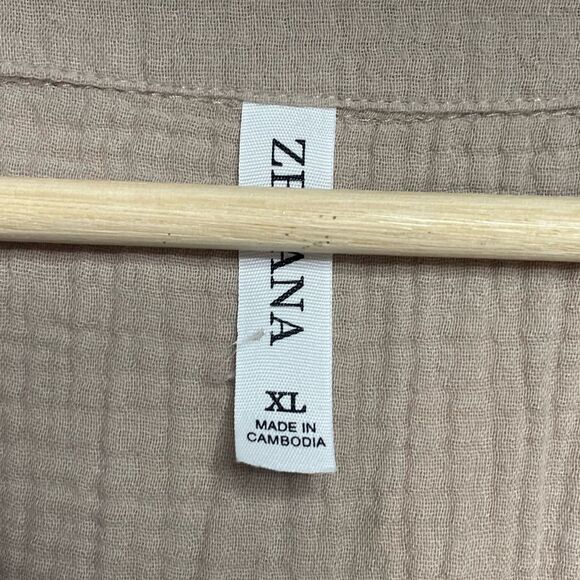 Zenana Tan Distressed Pocket Dress XL - Picture 3 of 6